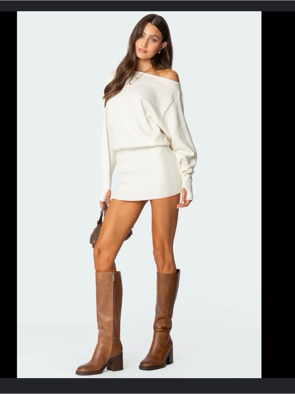 Edikted white Off-Shoulder Knit Dress